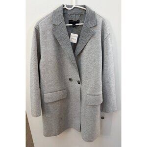 Bernardo Womens Heather Gray Wool-Blend Long Blazer Coat Size S